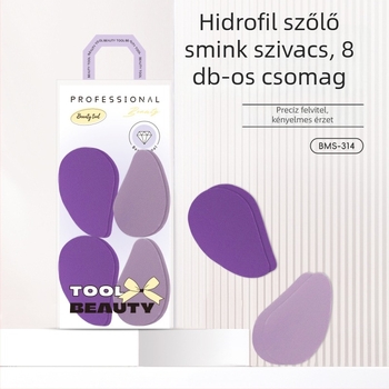 Lila Fantázia sor hidrofil sminkszivacs, szőlőszínű, 8 db, nedves és száraz felvitelhez