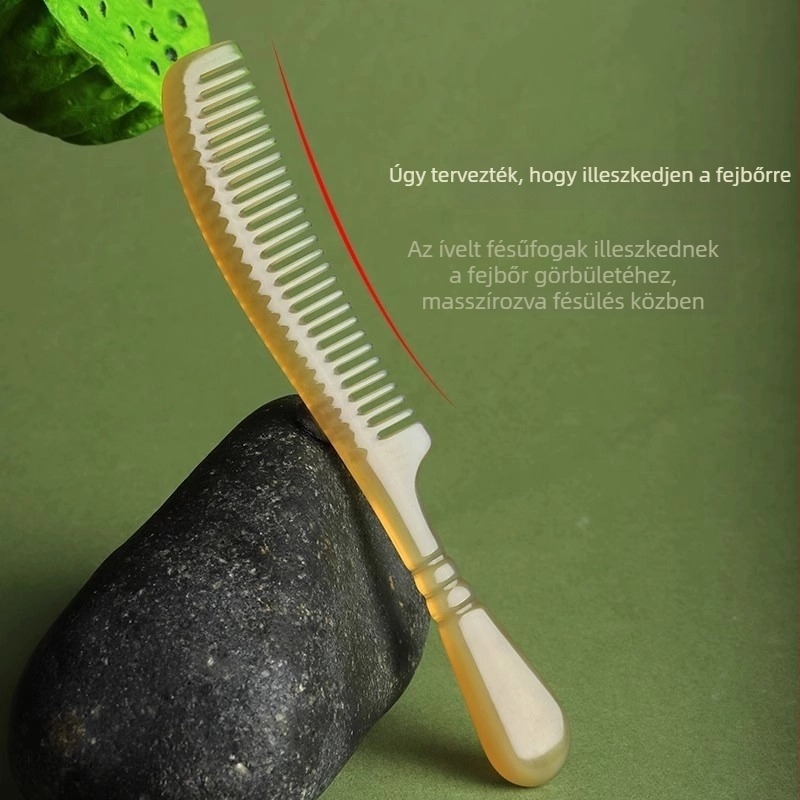Természetes szarvból készült hajkefe meridián masszázshoz, fejmasszázs, finom fogak, antisztatikus, hordozható nőknek