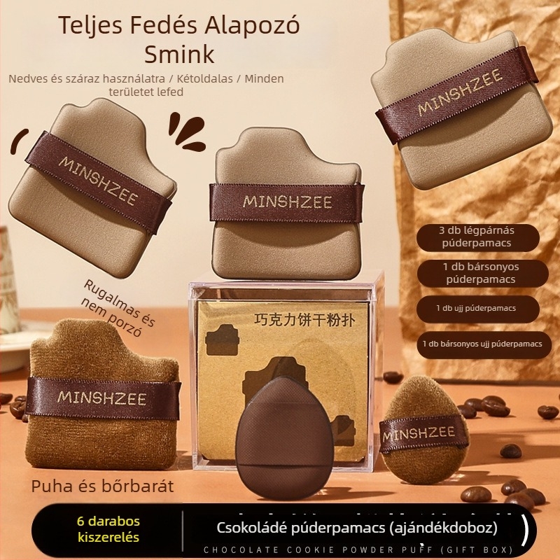 Mingxizhi csokoládé púderpuff alapozóhoz, ultra puha, száraz és nedves használatra, sminkszivacs, hüvelykujj-méretű párna