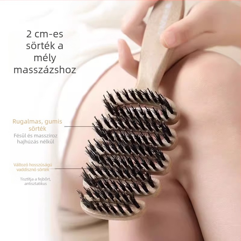 Sertésszőr sörtés masszázs fésű antisztatikus hajápolásra