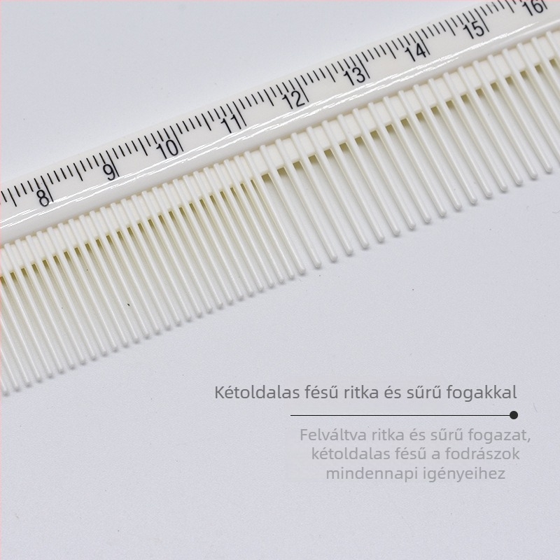 Fodrászati fésű mérőskálával, 21 cm hosszú – gyakorláshoz