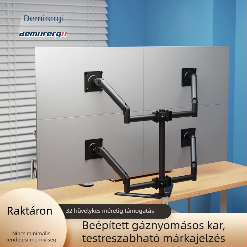 Négymonitoros asztali állvány, 17–32 hüvelyk, állítható teleszkópos kar