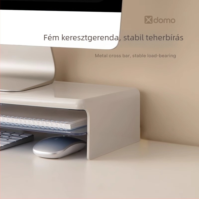 Deli számítógép-monitor emelőállvány kiemelt alappal, asztali tartó és tároló polc