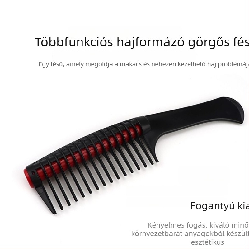 Fodrászati fésű festéshez és formázáshoz, műanyag görgős fésű