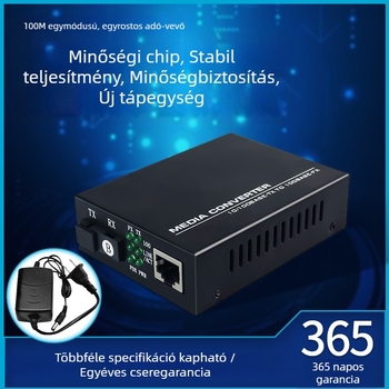 Mediakonverter optikai–elektronikus átalakításhoz, 1 optikai port, 1 elektromos port, monomódusú szál, AB végpár