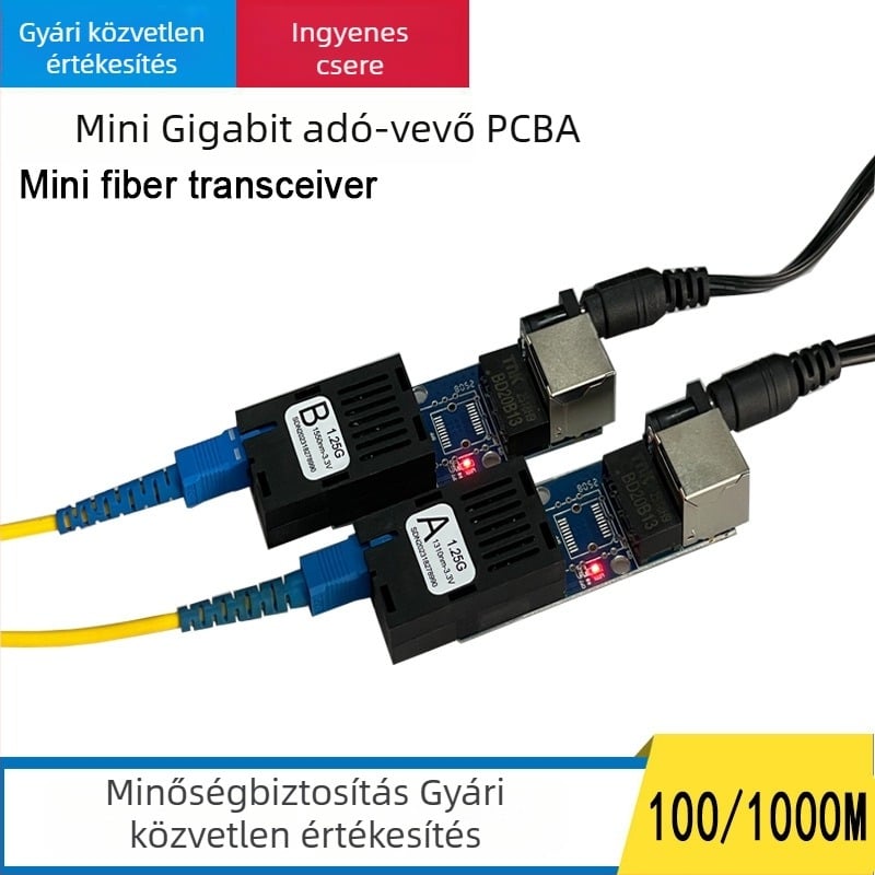 Mini Gigabit Single-Mode Száloptikai transzceiver SC csatlakozóval, 1 optikai port és 1 elektromos port