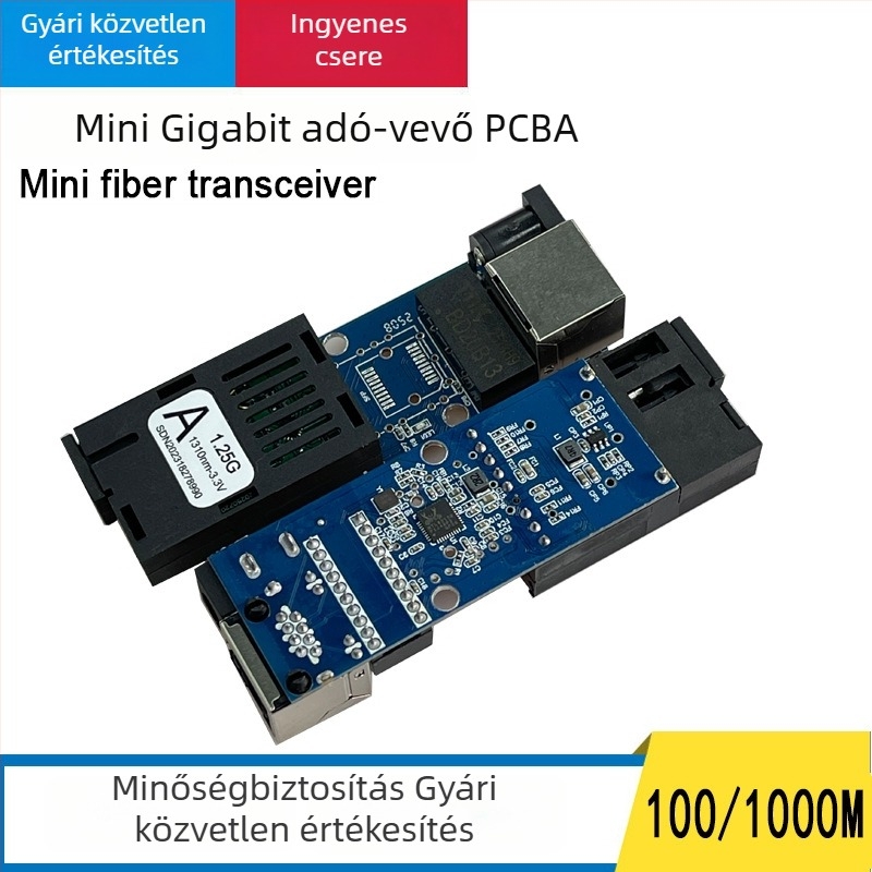 Mini Gigabit Single-Mode Száloptikai transzceiver SC csatlakozóval, 1 optikai port és 1 elektromos port