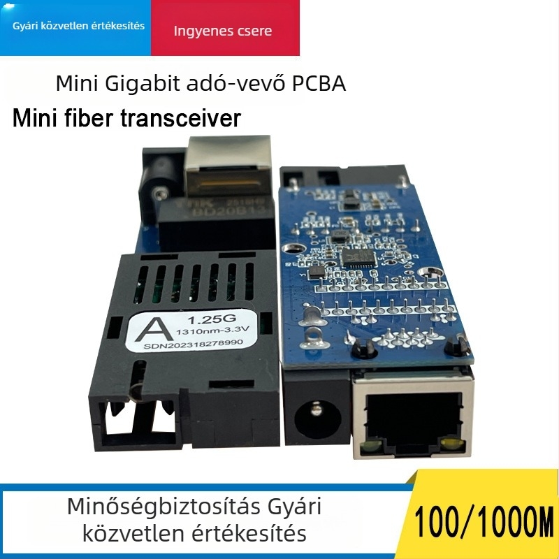 Mini Gigabit Single-Mode Száloptikai transzceiver SC csatlakozóval, 1 optikai port és 1 elektromos port