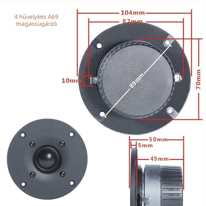 4 hüvelykes selyem-diaphragmás tweeter, Hi-Fi hangfal-egység könyvespolcra vagy álló hangfalhoz, antimagnetikus