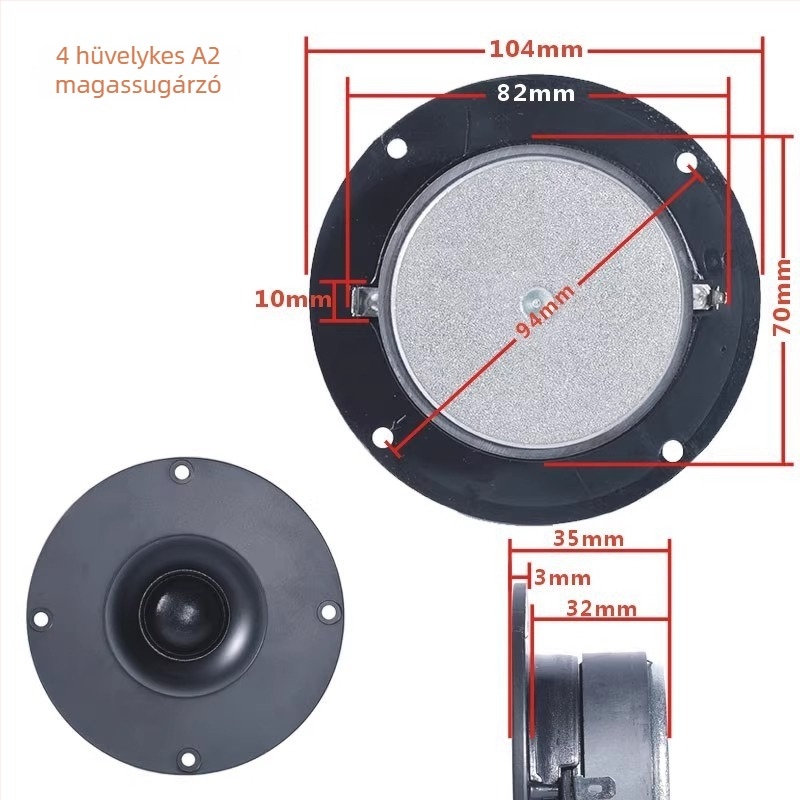 4 hüvelykes selyem-diaphragmás tweeter, Hi-Fi hangfal-egység könyvespolcra vagy álló hangfalhoz, antimagnetikus