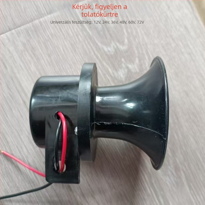 Hátrameneti hangjelző hangszóró, 12V/24V, univerzális teherautókhoz, építőipari járművekhez és elektromos autókhoz