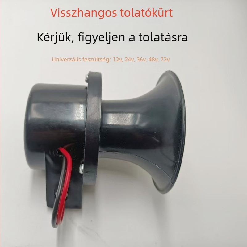 Hátrameneti hangjelző hangszóró, 12V/24V, univerzális teherautókhoz, építőipari járművekhez és elektromos autókhoz