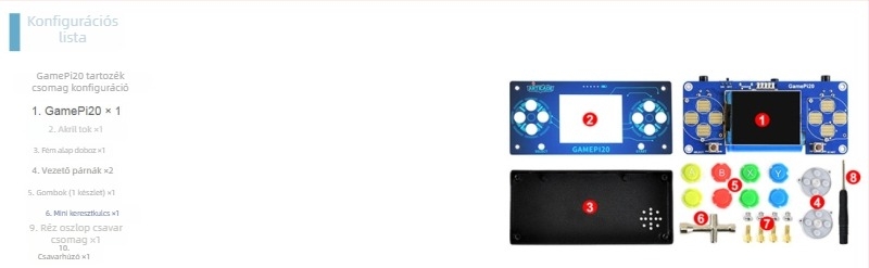 Raspberry Pi Zero WH hordozható játékkonzol 2 hüvelykes kijelzővel, beépített hangszóróval, fejhallgató-csatlakozóval és újratölthető akkumulátorral