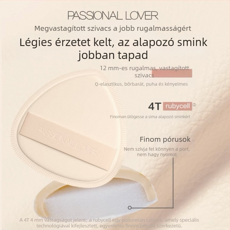 PL Huhu púderpuff – továbbfejlesztett, vastag, láthatatlan púderpuff folyékony alapozóhoz, sima felvitel és sminkfixálás