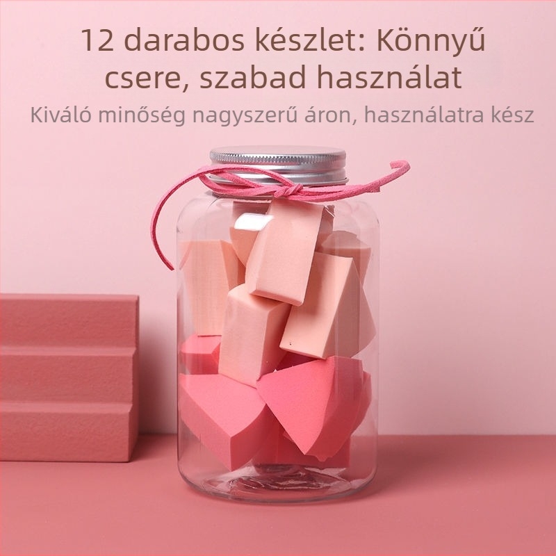 Carolchose háromszög alakú sminkszivacs, nedves és száraz dupla használat, 12 darab