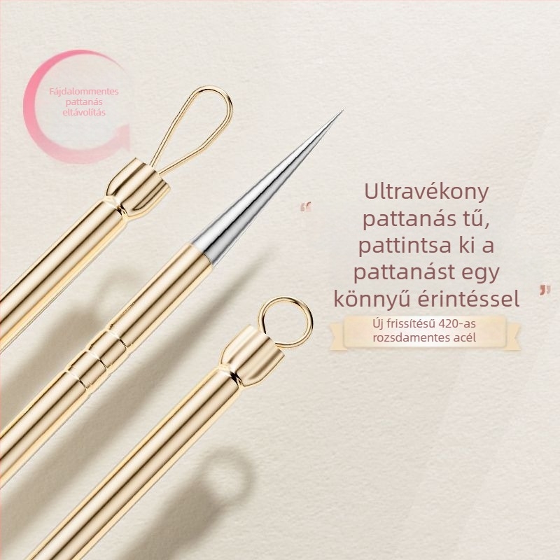 Ultraéles akne-tű rozsdamentes acélból – eszköz pattanások kipréselésére és mitesszerek eltávolítására