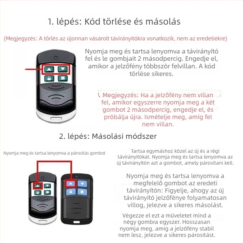 Vízálló másolat távirányító elektromos redőny ajtókhoz és garázs sorompóhoz