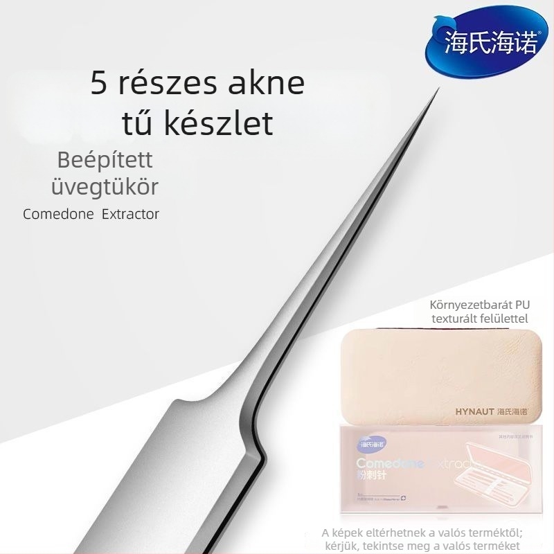 Hainuo Beépített tükrös öt darabos akne tűkészlet, rozsdamentes acélból, otthoni használatra
