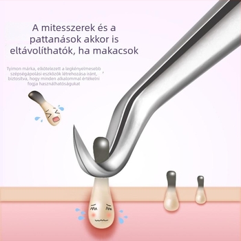 Rozsdamentes acélból készült mitesszer-eltávolító készlet: aknecsipeszek és akné tűk