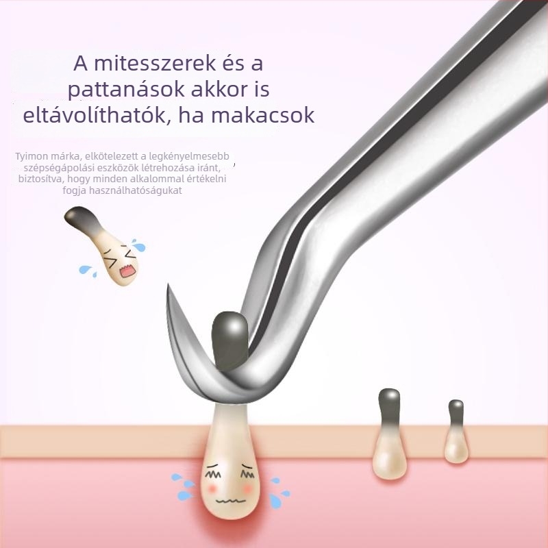 Rozsdamentes acélból készült mitesszer-eltávolító készlet: aknecsipeszek és akné tűk
