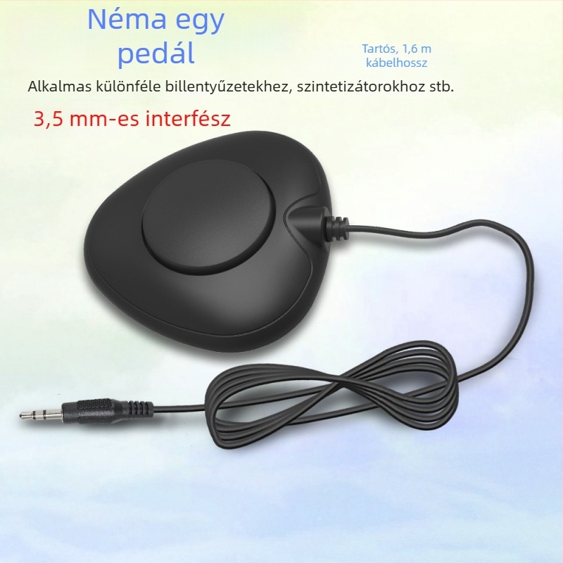 Némító pedál elektronikus billentyűhöz/orgonához, MIDI pedál 3,5 mm-es interfésszel és 6,5 mm-es csatlakozóval