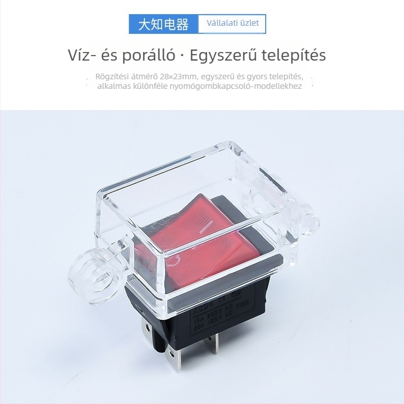 Csónakformájú védőfedél nyomógombos kapcsolóhoz, 4-pin és 6-pin modellhez, por- és vízálló, pánttal és dupla oldalú ragasztóval, univerzális