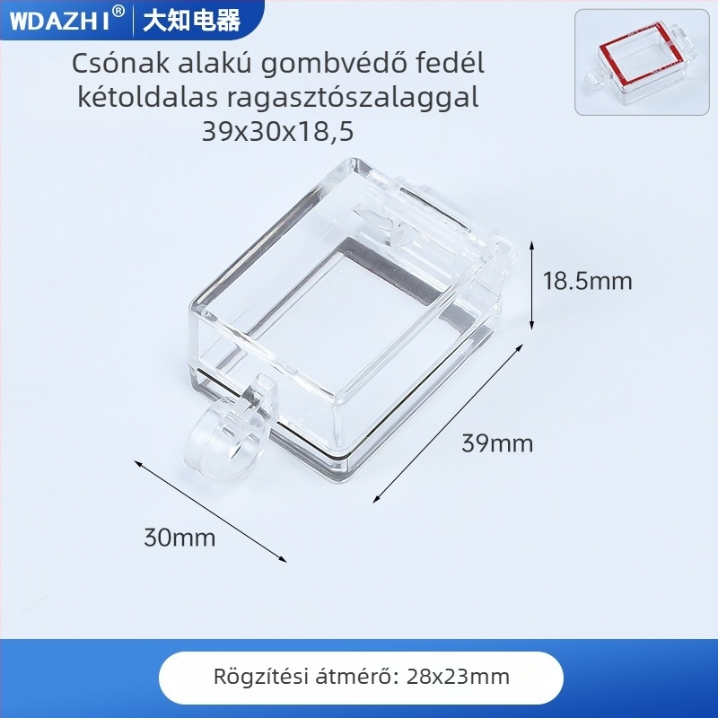 Csónakformájú védőfedél nyomógombos kapcsolóhoz, 4-pin és 6-pin modellhez, por- és vízálló, pánttal és dupla oldalú ragasztóval, univerzális