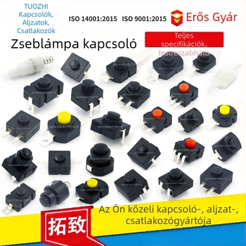 1212-213WD gombkapcsoló három egyenes tűvel és fejérintkezőkkel, függőleges zseblámpa kapcsoló