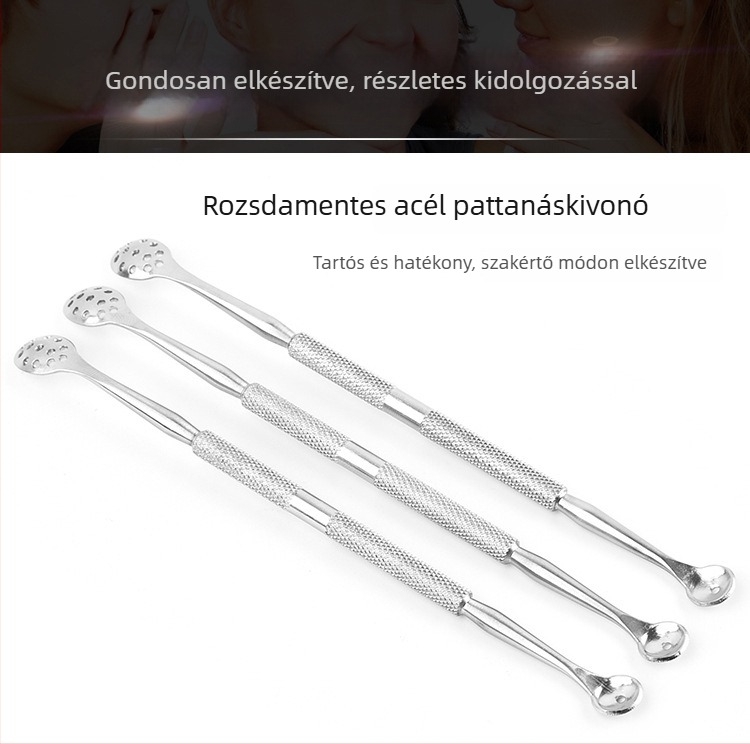Rozsdamentes acélból készült pattanás-tűkészlet a feketefejek eltávolításához
