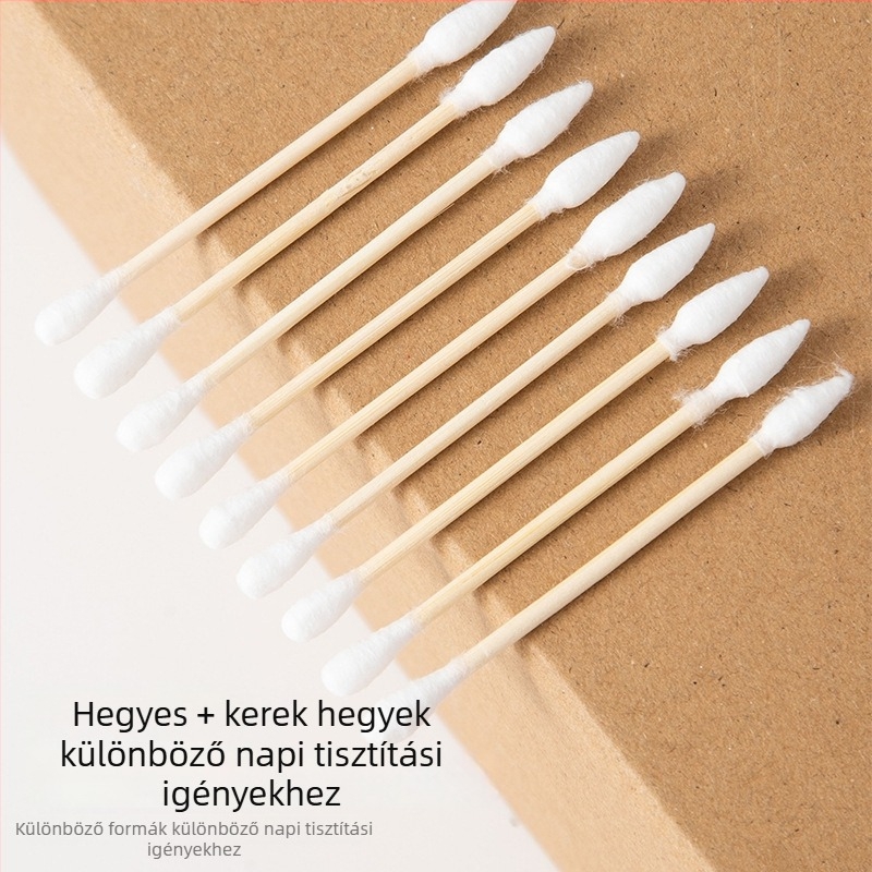 Kétoldalas vattapálcikák, csúcsos és kerek véggel, dobozos kiszerelésben, 200 darab