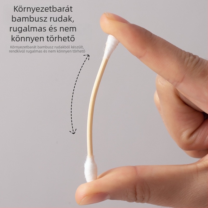 Kétoldalas vattapálcikák, csúcsos és kerek véggel, dobozos kiszerelésben, 200 darab