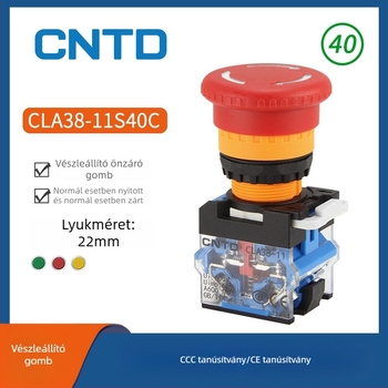 CNTD CLA38-11S40C-R vészleállító gomb, önzáró, 40 mm