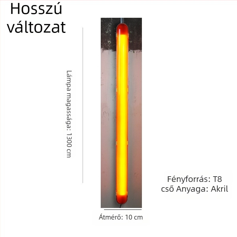 Kültéri vízálló ipari stílusú hosszú falikar – tervezői kreatív fény kávézóhoz, piros retro loft hangulattal.