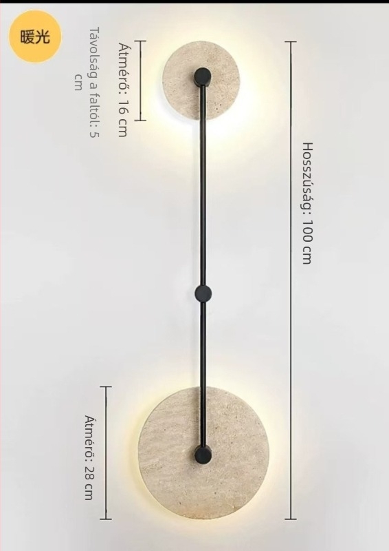Sárga travertin falikar japán stílusban – retro lux, minimalist dizájn, alkalmas hálószobára, előszobába, nappaliba és étkezőbe