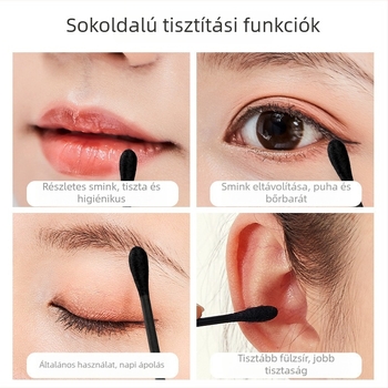 Fekete dupla végű, egyszer használatos fültisztító pálcikák fültisztítására, háztartási használatra