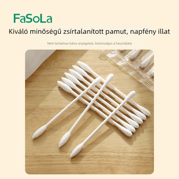 FaSoLa egyszer használatos fültisztító pálcikák, kétoldalas, sminkhez és fültisztításhoz, hordozható higiénikus bambusz gyapotpálcák, egyenként csomagolva