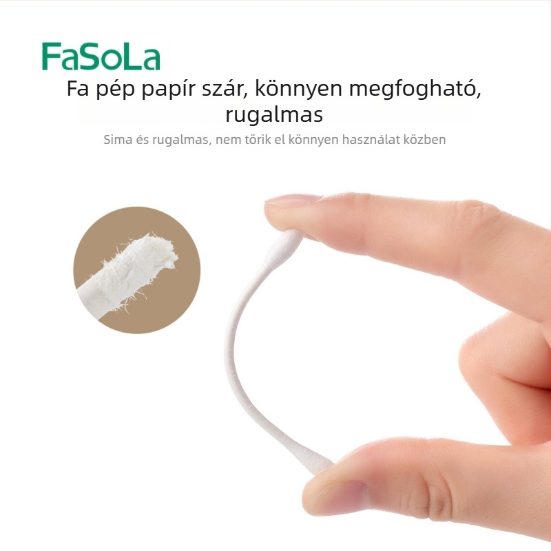 FaSoLa egyszer használatos fültisztító pálcikák, kétoldalas, sminkhez és fültisztításhoz, hordozható higiénikus bambusz gyapotpálcák, egyenként csomagolva