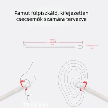 Kaili Baba pamutpálcikák, kis fejű, dupla végű, orr- és fültisztításhoz, kozmetikai pamutpálcikák, 200 darab