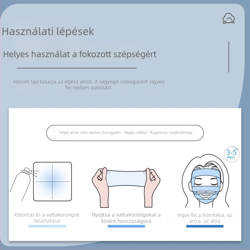 Kozmetikai pamutcsomag arcápoláshoz: maszkpor, nedves tömörítő kendők, vékony nyúló kendők, sminkvatt és bőrápoló vatta