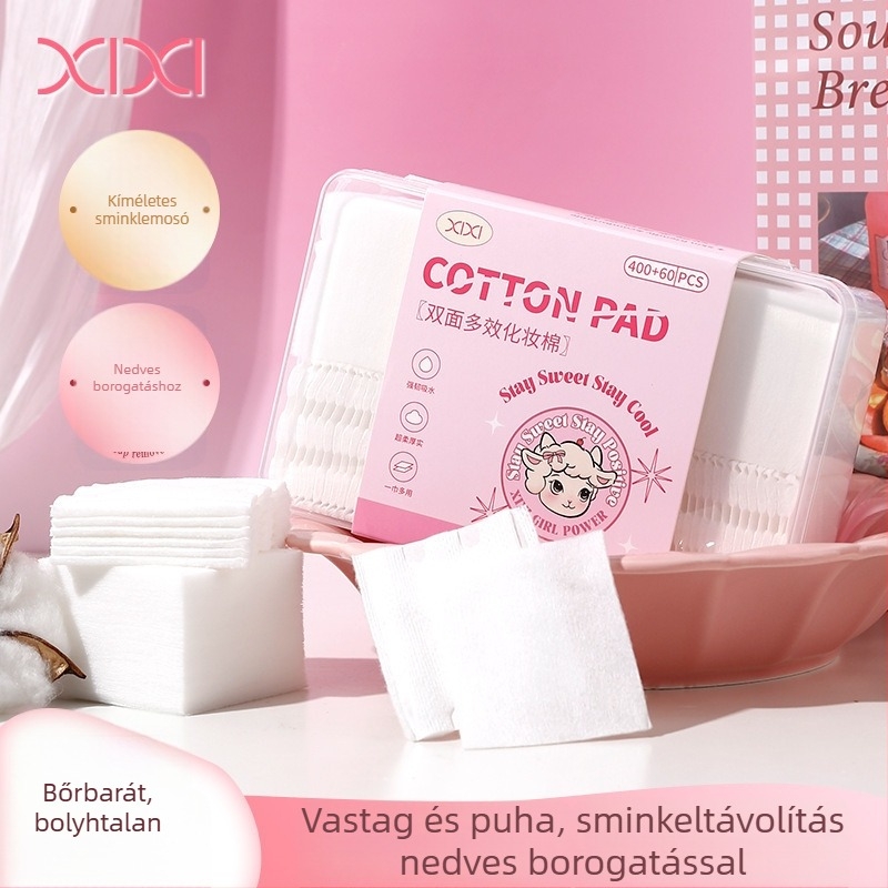 Xixi kétoldalas, többfunkciós sminkeltávolító pamutkorongok – 400 nedves korong + 60 darab sminkeltávolító korong arcra és szemre