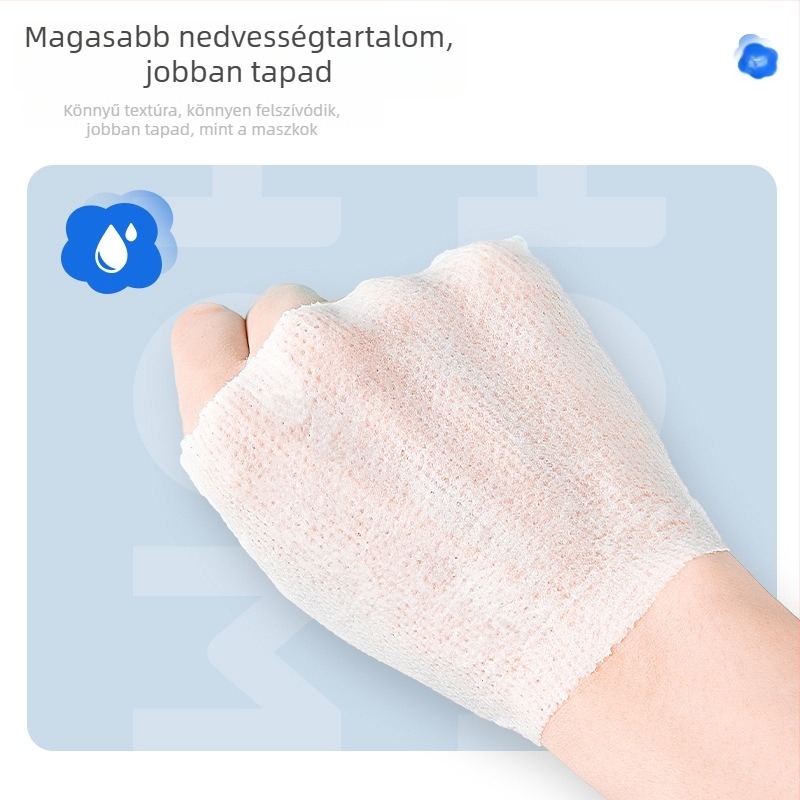 Nyújtható nedves kompressziós vattakorongok, 200 db, vékony arcápolási korongok sminklemosáshoz