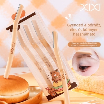 Xixi egyenes nyelű szemöldöknyíró, 3 darabos készlet, biztonságos és karcolásmentes, sminkmestereknek és kezdőknek