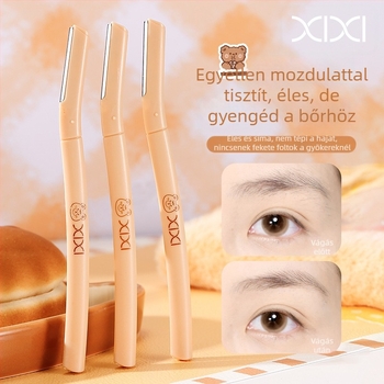 Xixi egyenes nyelű szemöldöknyíró, 3 darabos készlet, biztonságos és karcolásmentes, sminkmestereknek és kezdőknek