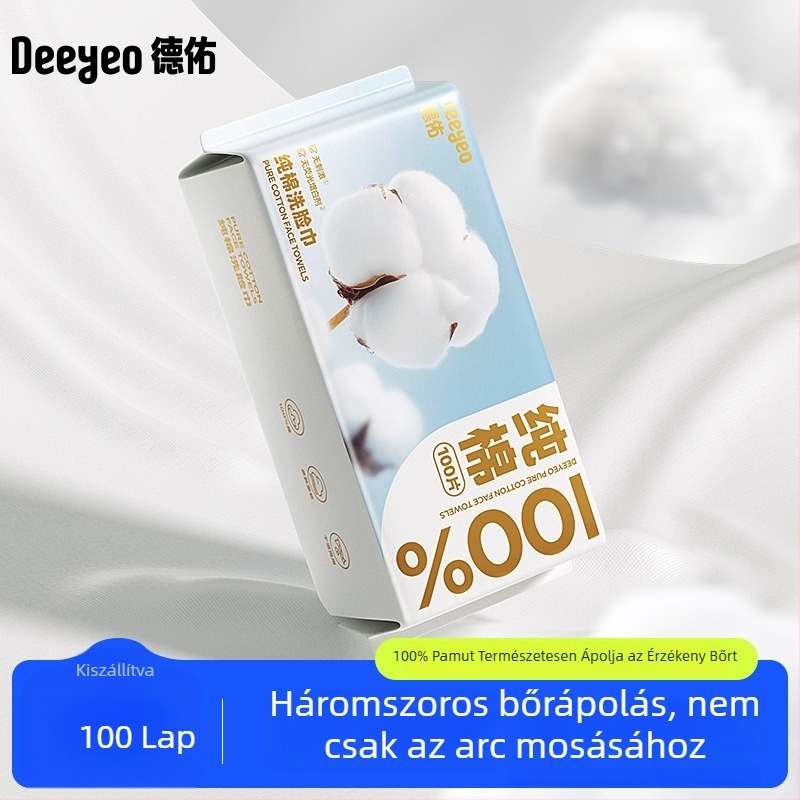 Deyou 100% pamut arc tisztító törlőkendő, egyetlen használatra, vastagabb és nagyobb
