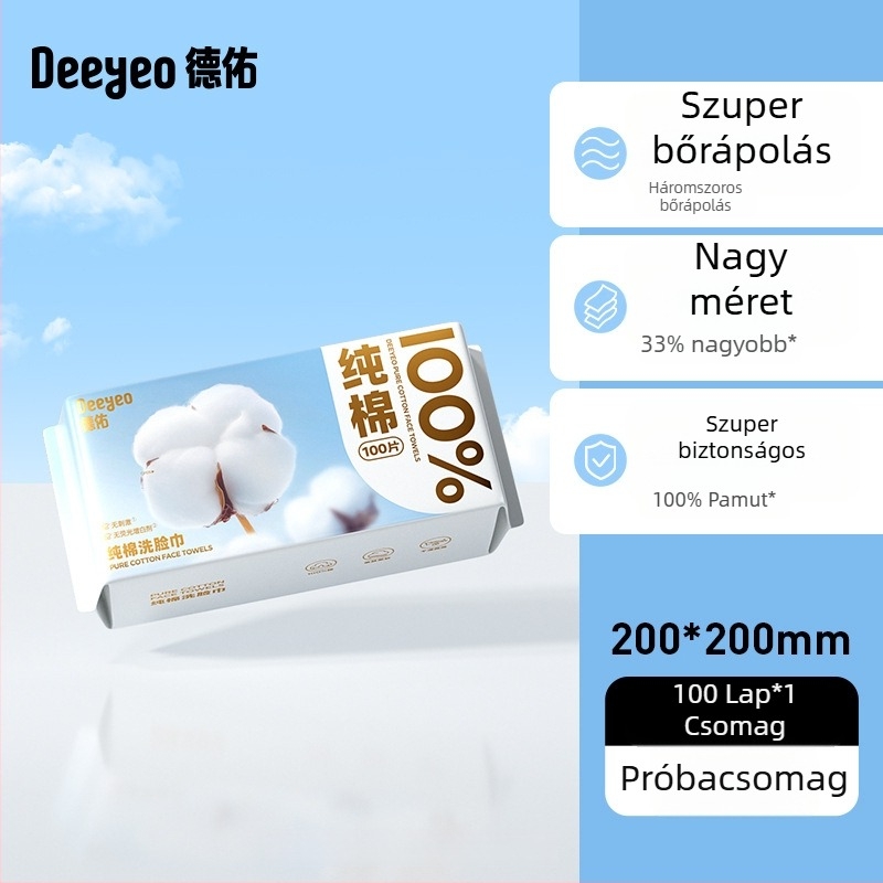 Deyou 100% pamut arc tisztító törlőkendő, egyetlen használatra, vastagabb és nagyobb