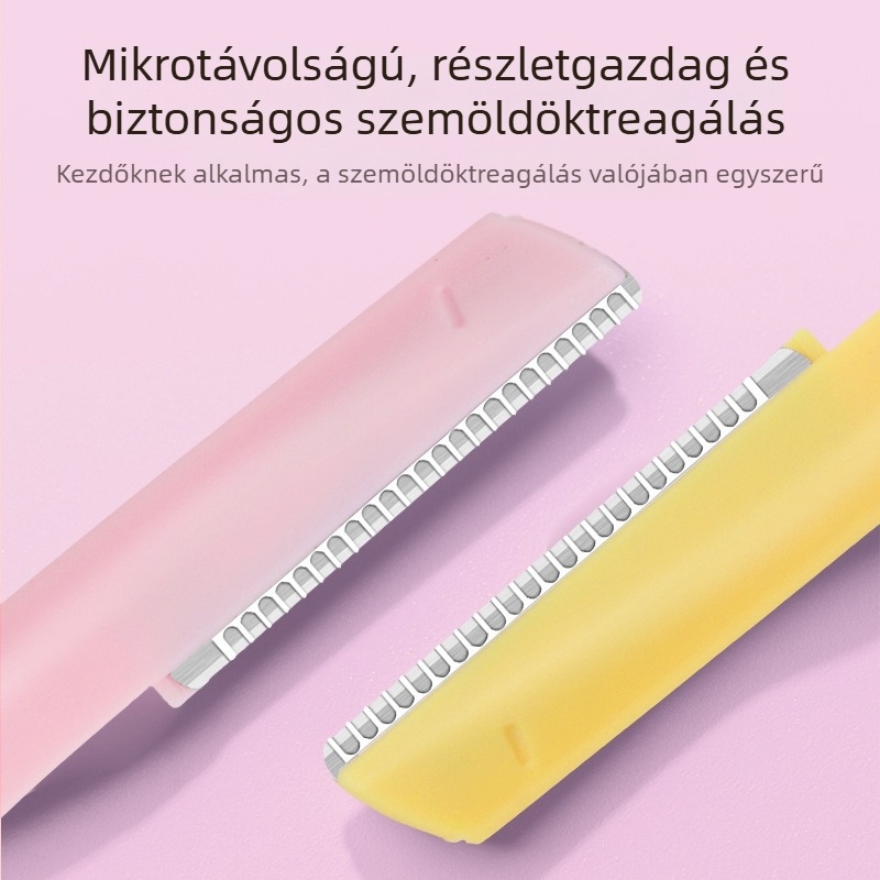 Kezdőknek szóló szemöldöknyíró készlet, biztonságos rozsdamentes acél pengék, ABS test, méret 13×1,3 cm