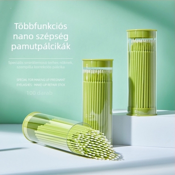 100 db kozmetikai nano vattapálca szempilla-hosszabbításhoz, hordozható dobozban
