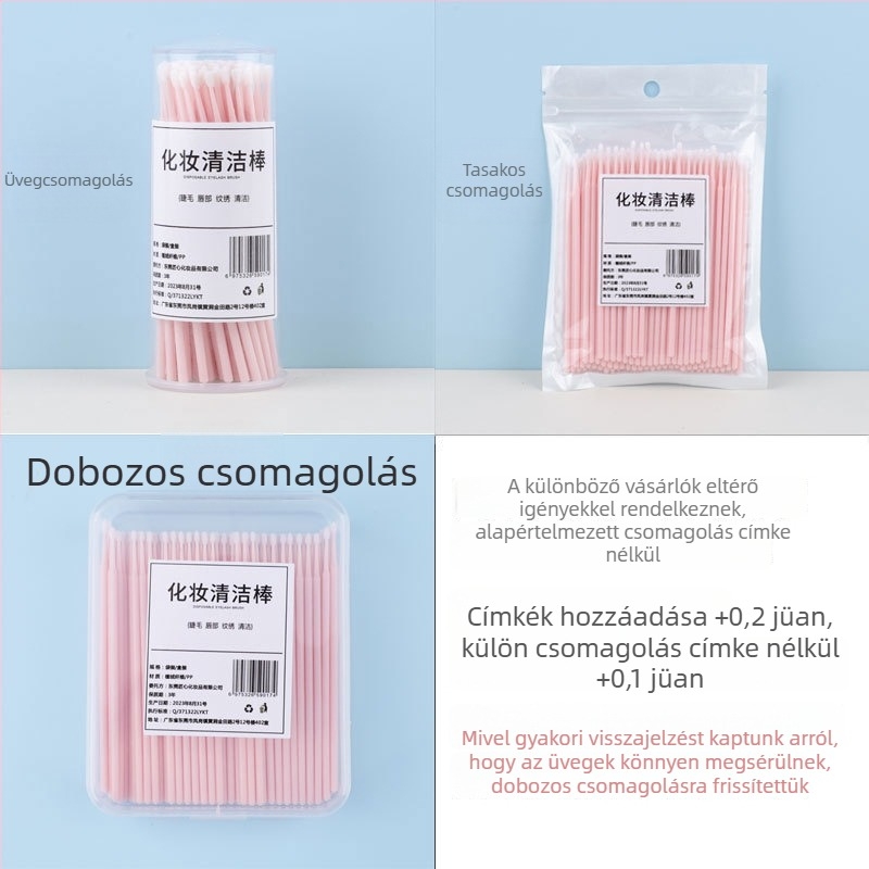 100 db kozmetikai nano vattapálca szempilla-hosszabbításhoz, hordozható dobozban