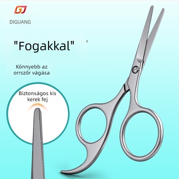 Fogas orrszőr olló, kézi orrszőr-trimmer kör fejjel, kis olló szemöldökhöz és orrlyukakhoz