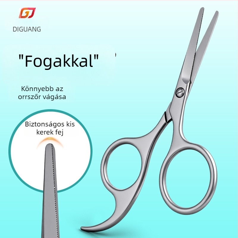 Fogas orrszőr olló, kézi orrszőr-trimmer kör fejjel, kis olló szemöldökhöz és orrlyukakhoz